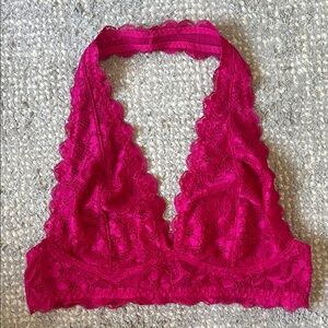 Free People Fuchsia Lace Halter Bralette